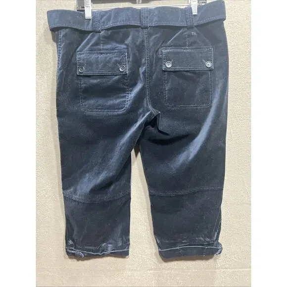 Tommy Hilfiger Stretch Velvet Belted Blue Capris Pants Womens Size 12 - Picture 4 of 9